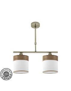 Lampara Cloe 2xe14 Cuero/blanca-madera Oscura Regx43x14 cm