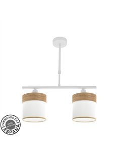 Lampara Cloe 2xe14 Blanca/blanca-madera Clara Regx43x14 cm