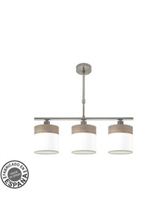 Lampara Cloe 3xe14 Niquel/blanca-madera Gris Regx55x14 cm