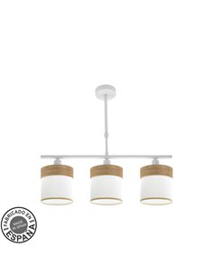 Lampara Cloe 3xe14 Blanca/blanca-madera Clara Regx55x14 cm