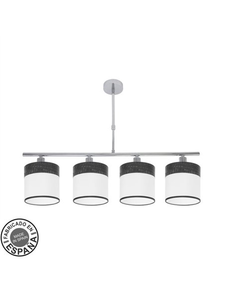 Lampara Cloe 4xe14 Cromo/blanca-madera Negra Regx75x14 cm