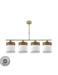 Lampara Cloe 4xe14 Cuero/blanca-madera Oscura Regx75x14 cm