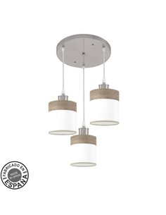 Plafon Cloe 3xe27 Niquel/blanca-madera Gris Regx42x42 cm