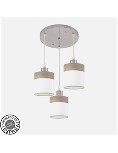 Plafon Cloe 3xe27 Niquel/blanca-madera Gris Regx42x42 cm 2