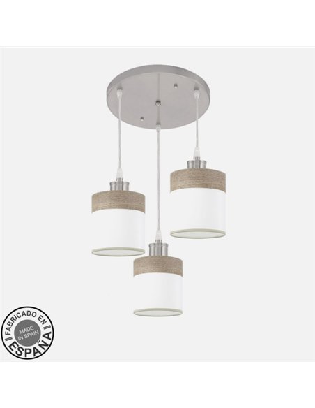 Plafon Cloe 3xe27 Niquel/blanca-madera Gris Regx42x42 cm