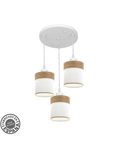 Plafon Cloe 3xe27 Blanco/blanca-madera Clara Regx42x42 cm