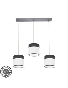 Regleta Cloe 3xe27 Cromo/blanca-madera Negra Regx60x16 cm