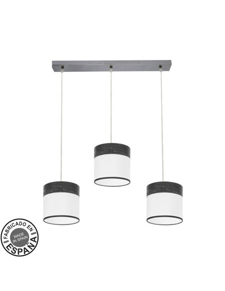 Regleta Cloe 3xe27 Cromo/blanca-madera Negra Regx60x16 cm