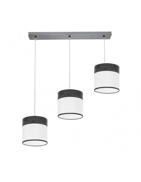 Regleta Cloe 3xe27 Cromo/blanca-madera Negra Regx60x16 cm