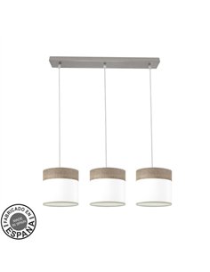 Regleta Cloe 3xe27 Niquel/blanca-madera Gris Regx60x16 cm