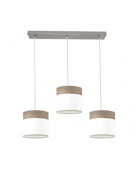 Regleta Cloe 3xe27 Niquel/blanca-madera Gris Regx60x16 cm