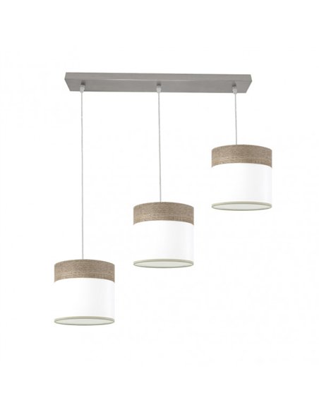 Regleta Cloe 3xe27 Niquel/blanca-madera Gris Regx60x16 cm