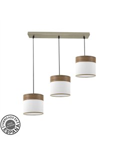 Regleta Cloe 3xe27 Cuero/blanca-madera Oscura Regx60x16 cm
