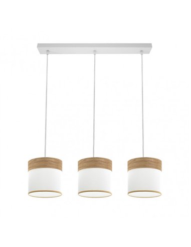 Regleta Cloe 3xe27 Blanco/blanca-madera Clara Regx60x16 cm