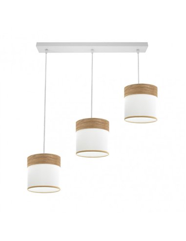 Regleta Cloe 3xe27 Blanco/blanca-madera Clara Regx60x16 cm