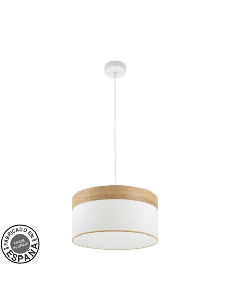 Colgante Cloe 1xe27 Blanco/blanca-madera Clara Regx40x40 cm