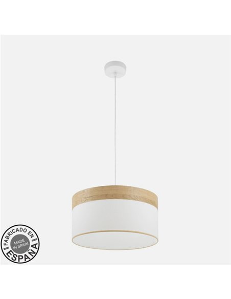 Colgante Cloe 1xe27 Blanco/blanca-madera Clara Regx40x40 cm