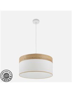 Colgante Cloe 2xE27 Blanco/blanca-madera Clara Regx50x50 cm 2