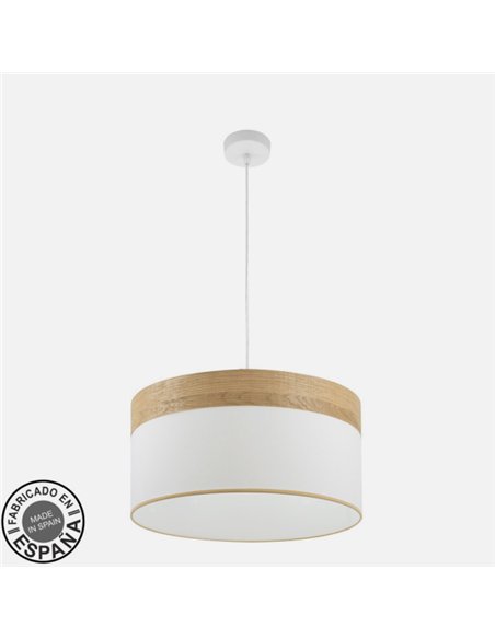 Colgante Cloe 2xE27 Blanco/blanca-madera Clara Regx50x50 cm