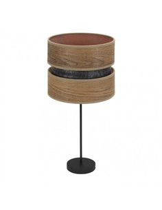 Sobremesa Alto Colet 1xe27 Negro/madera Oscura 61x30x30 Cm