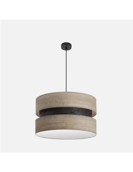 Colgante Colet 2xe27 Negro/madera Gris Regx50x50 Cm