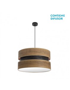 Colgante Colet 2xe27 Negro/madera Oscura Regx50x50 Cm