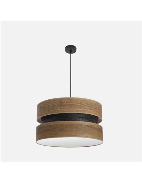 Colgante Colet 2xe27 Negro/madera Oscura Regx50x50 Cm