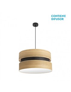 Colgante Colet 2xe27 Negro/madera Clara Regx50x50 Cm