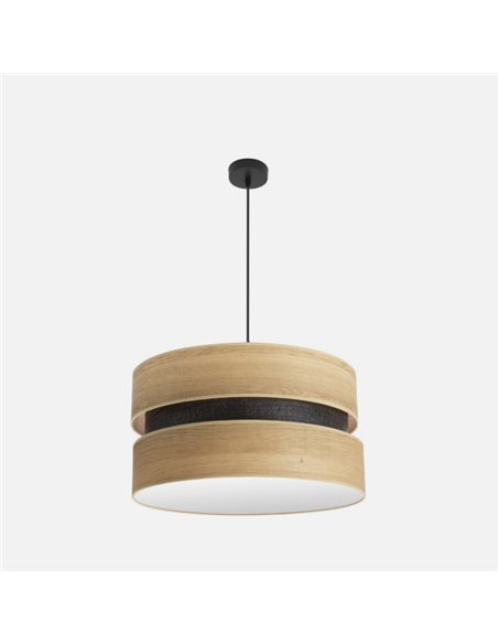 Colgante Colet 2xe27 Negro/madera Clara Regx50x50 Cm
