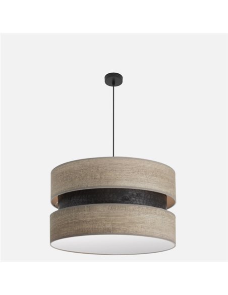 Colgante Colet 3xe27 Negro/madera Gris Regx60x60 Cm