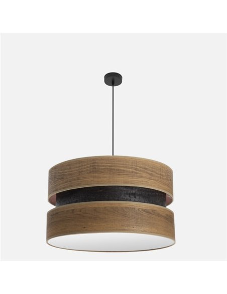 Colgante Colet 3xe27 Negro/madera Oscura Regx60x60 Cm