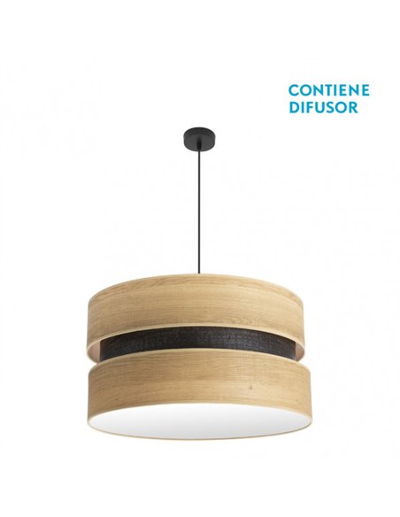 Colgante Colet 3xe27 Negro/madera Clara Regx60x60 Cm