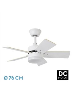 Ventilador Dc Marta 36w Blanco 5 Aspas Rev.  Blanco/haya  41x76d 3060lm C/ Remoto