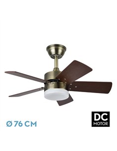 Ventilador Dc Marta 36w Cuero 5 Aspas Rev. Cerezo/nogal  41x76d 3060lm C/ Remoto