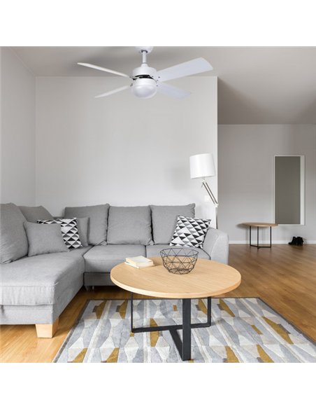Ventilador Dc Sofia 2xe27 Blanco 4 Aspas Rev.Blanca/haya 40x107d C/remoto Temporizador