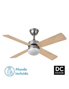 Ventilador Dc Sofia 2xe27 Niquel 4 Aspas Rev.Haya/plata 40x107d C/remoto Temporizador