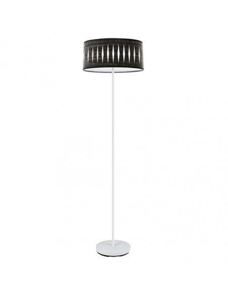 Pie Salon Piron 1xe27 Blanco/madera Negra 165x40x40 Cm