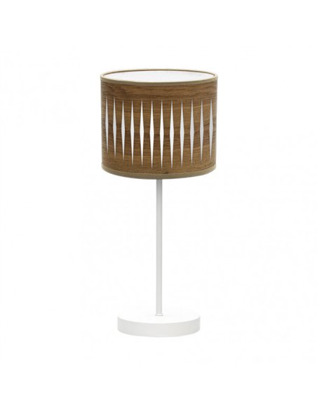 Sobremesa Piron 1xe14 Blanco/madera Oscura 42x17x17 Cm