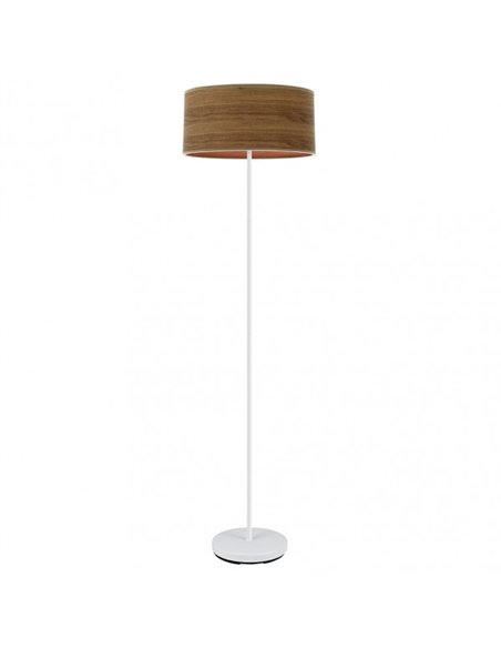 Pie Salon Jerte 1xe27  Blanco/madera Oscura 165x40x40 Cm
