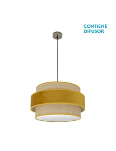 Colgante Reyes 2xe27 Cuero/natural-yema Regx50x50 Cm