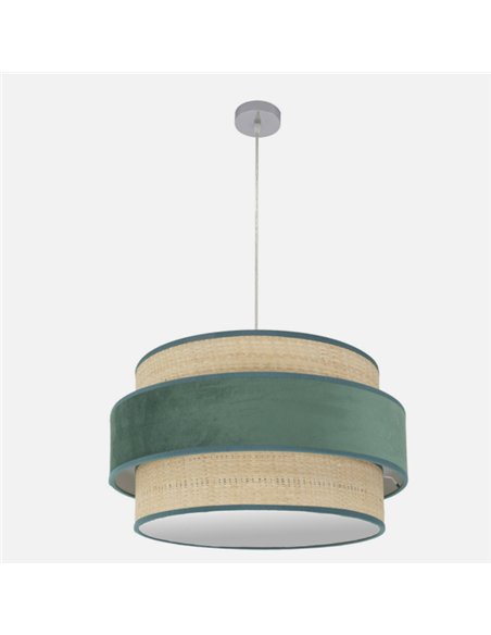 Colgante Reyes 3xe27 Cromo/natural-verde Regx60x60 Cm