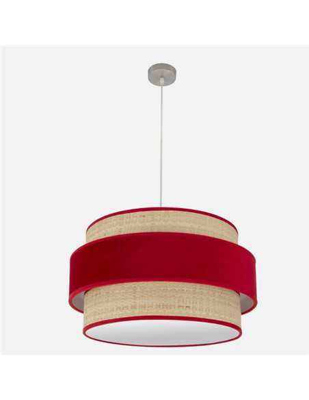 Colgante Reyes 3xe27 Niquel/natural-rojo Regx60x60 Cm
