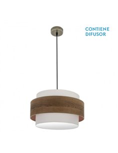 Colgante Myriam 2xe27 Cuero/Madera Oscura Regx50x50 Cm