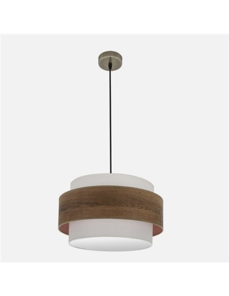 Colgante Myriam 2xe27 Cuero/Madera Oscura Regx50x50 Cm