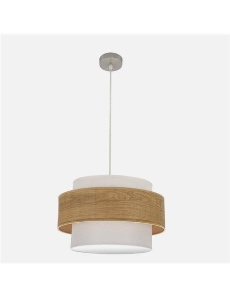 Colgante Myriam 2xe27 Níquel/madera Clara Regx50x50 Cm