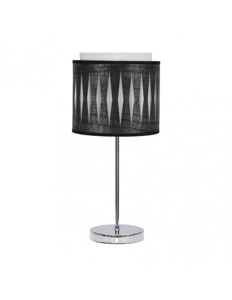 Sobremesa Alexandra 1xe14 Cromo/madera Negra 42x17x17 Cm