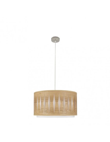 Colgante Alexandra 1xe27 Niquel/madera Clara Regx40x40 cm