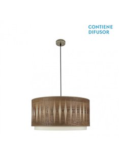 Colgante Alexandra 2xe27 Cuero/madera Oscura Regx50x50 cm