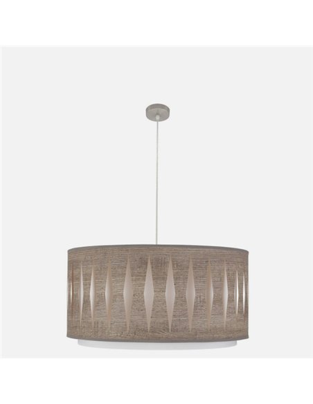 Colgante Alexandra 3xe27 Niquel/madera Gris Regx60x60 cm