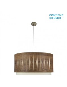 Colgante Alexandra 3xe27 Cuero/madera Oscura Regx60x60 cm